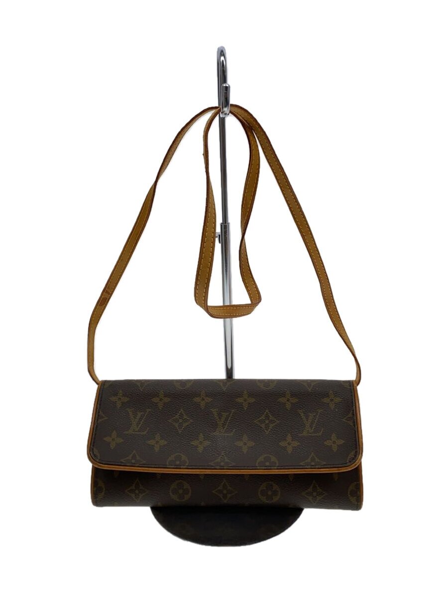 【中古】LOUIS VUITTON◆ポシェット・ツインGM_モノグラム・帆布/PVC/BRW【御徒面子】