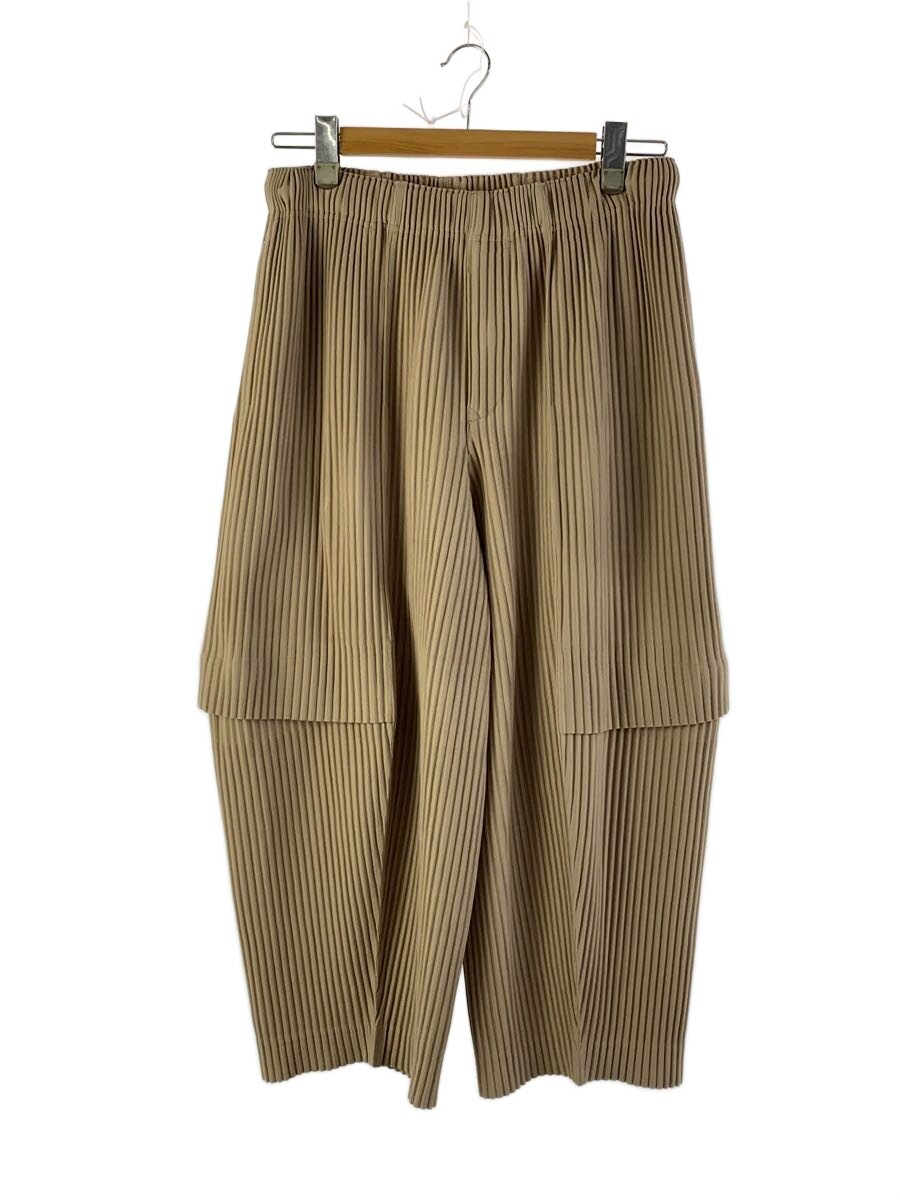 【中古】HOMME PLISSE ISSEY MIYAKE◆引っ切り無いズボン下/2/ポリエステル/BEG/HP31JF175【メンズウェア】
