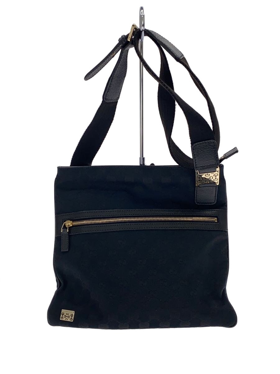 【中古】GUCCI◆ショルダーバッグ_GG帆布_導管ビット/帆布/BLK【御徒面子】