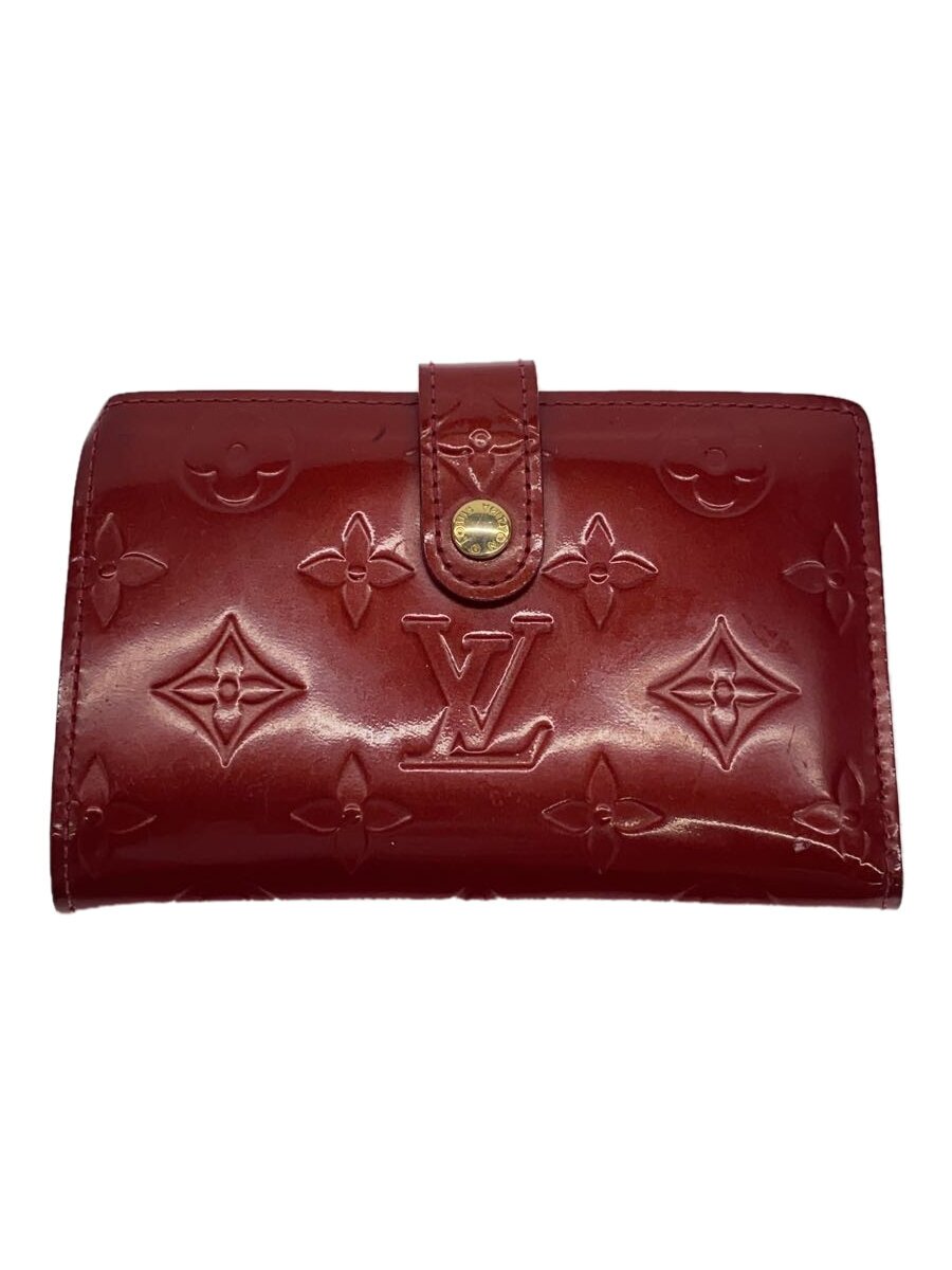 【中古】LOUIS VUITTON◆ポルト・フォイユ・ヴィエノワ_モノグラム・ヴェルニ_RED/エナメル/RED/レディース【服飾雑貨他】