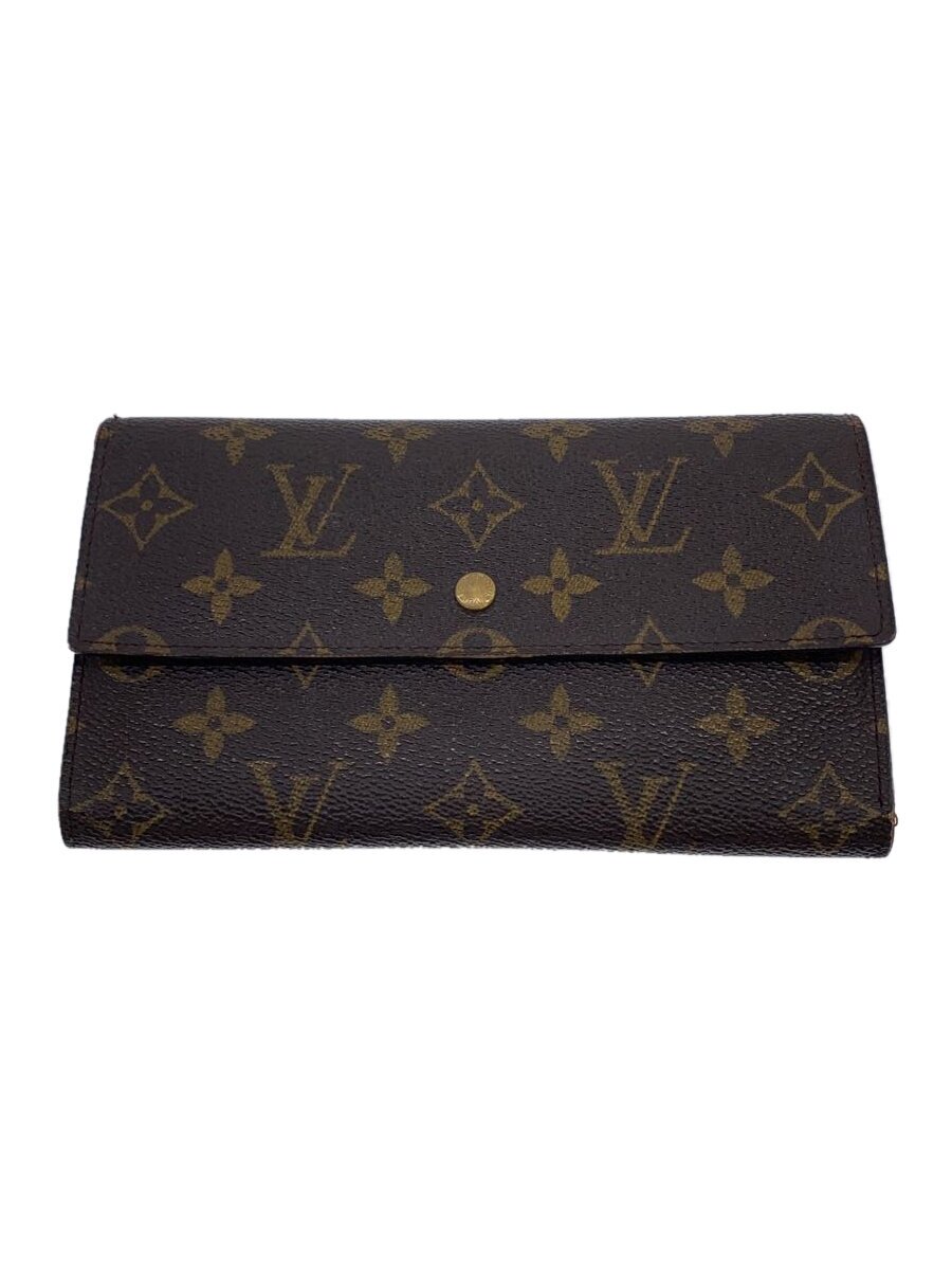 【中古】LOUIS VUITTON◆ポルト・トレゾール・インターナショナル_モノグラム・キャンバス_BRW/PVC/BRW/レディース【服飾雑貨他】