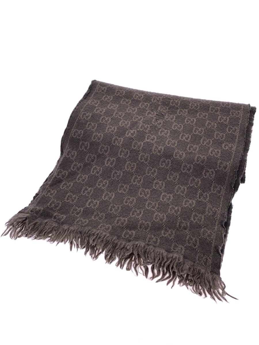【中古】GUCCI◆えり巻き/羊毛/BRW/総柄/メンズ//【服飾雑貨他】