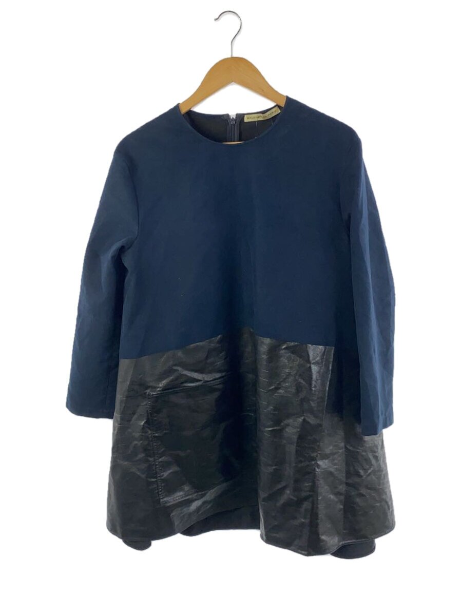 【中古】BALENCIAGA◆長袖衣装/36/フェイクレザー/NVY/無地/301457【レディース御召しもの】