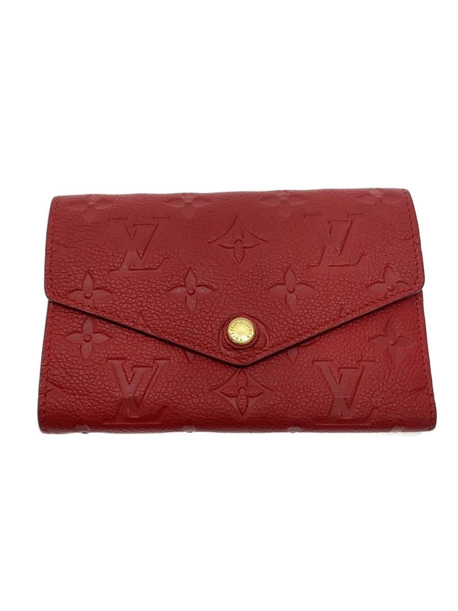 【中古】LOUIS VUITTON◆ポルト・フォイユ・キュリユーズ・コンパクト_モノグラム・アン工業プラント/なめし革/RED/レディース//【服飾雑貨他】