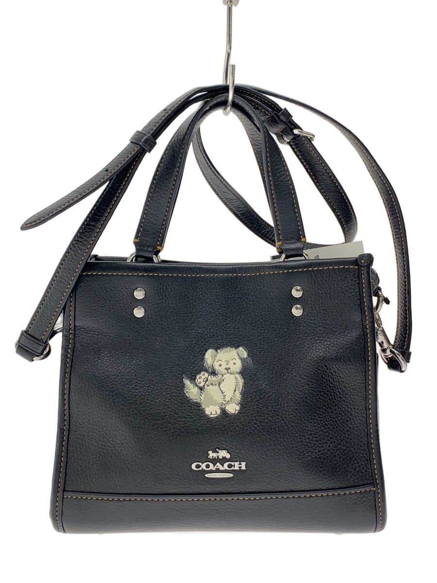【中古】COACH◆ショルダーバッグ/なめし革/BLK/無地/F2261-CD448//【御徒面子】