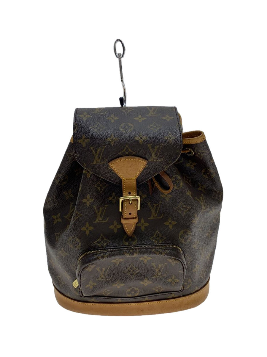 【中古】LOUIS VUITTON◆1)ミニ・モン掏摸_モノグラム・帆布/PVC/総柄/なめし革構成成分何らかのシミ有【御徒面子】