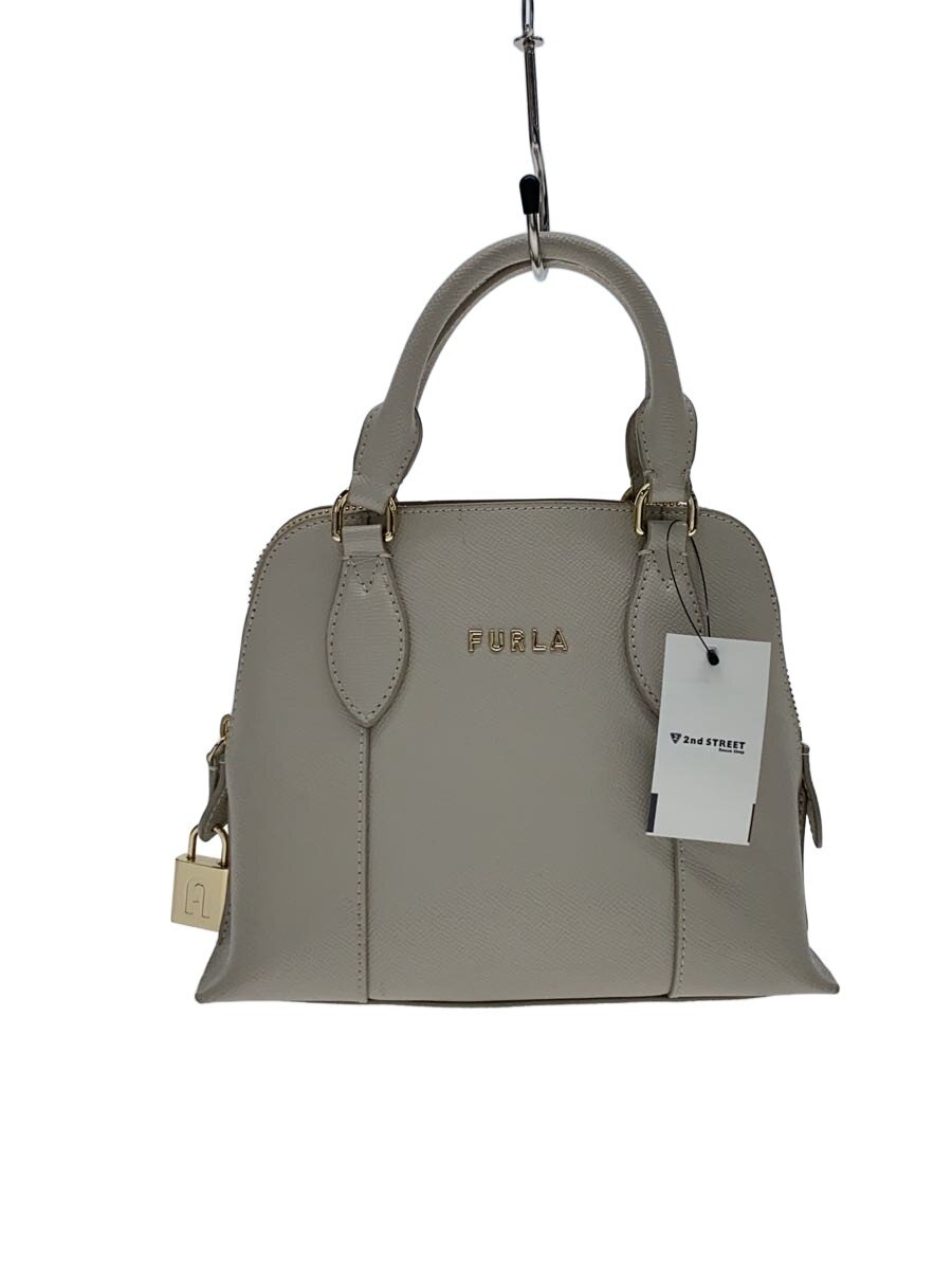 【中古】FURLA◆ハンドバック/--/GRY/無地【御徒面子】
