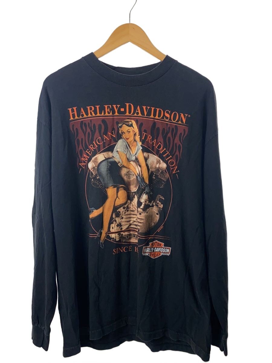 【中古】HARLEY DAVIDSON◆長袖Tシャツ/XL/コットン/BLK/ピンナップ/ガール【メンズウェア】｜2ｎｄ STREET 店