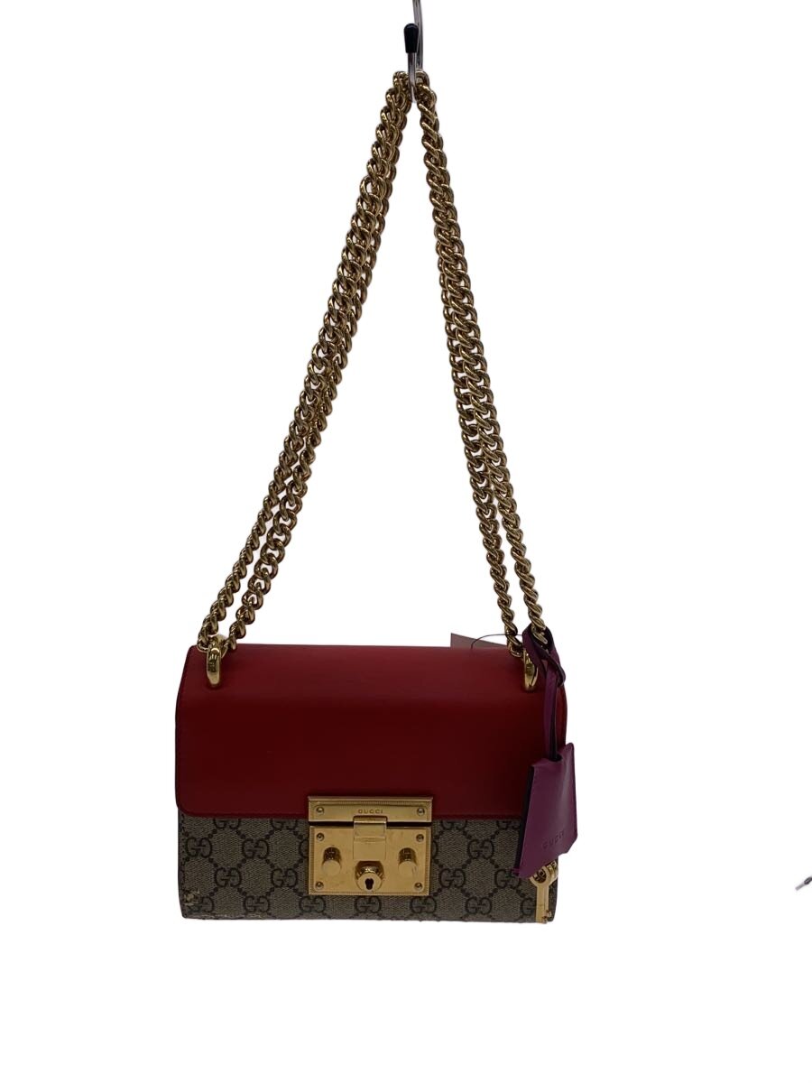 【中古】GUCCI◆スモール・チェーン・ショルダーバッグ_パドロック/レザー/RED【バッグ】｜2ｎｄ STREET 店