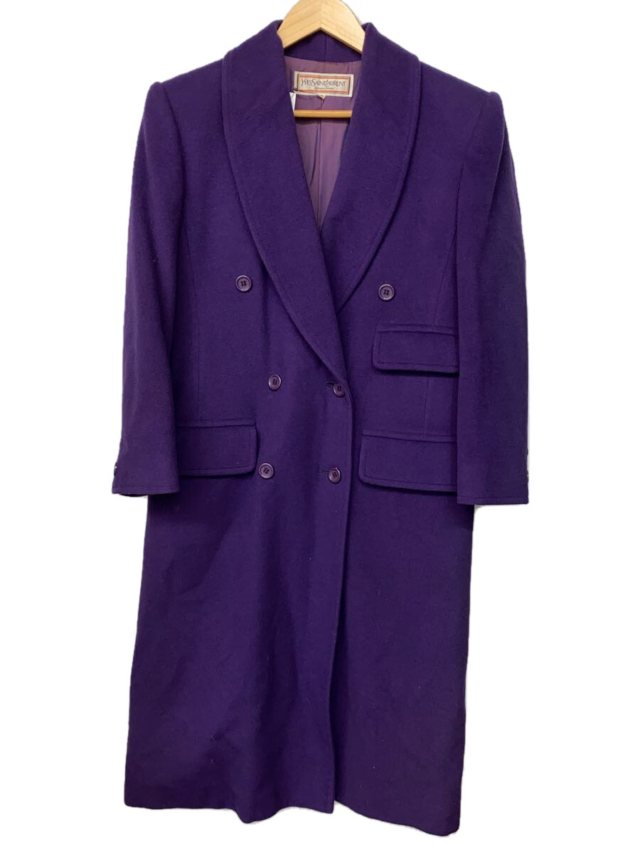 【中古】YVES SAINT LAURENT◆80s-90sヴィンテージコート/M/羊毛/PUP/無地【レディースお召しもの】