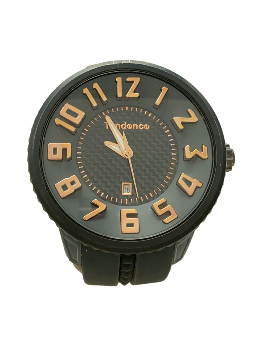 TENDENCE QUARTZ ANALOG RUBBER BLK 02043018 #10E72 VERYGOOD WRISTWATCH F/S  JAPAN