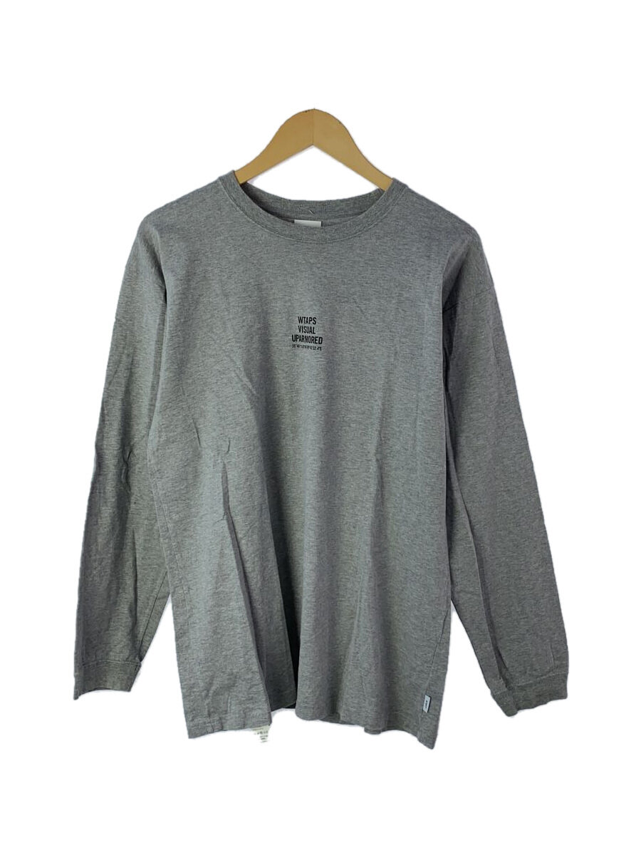 【中古】WTAPS◆長袖プルオーバー/3/綿織物/GRY/刷り上げる//【メンズウェア】