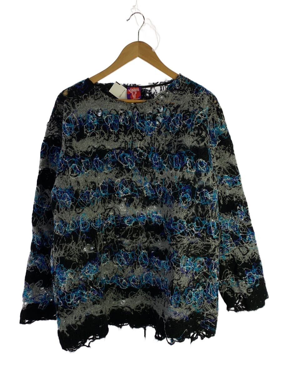 【中古】vitelli/編み物・スウェーター(朦々たる)/--/モヘヤ/BLU/総柄【メンズウェア】