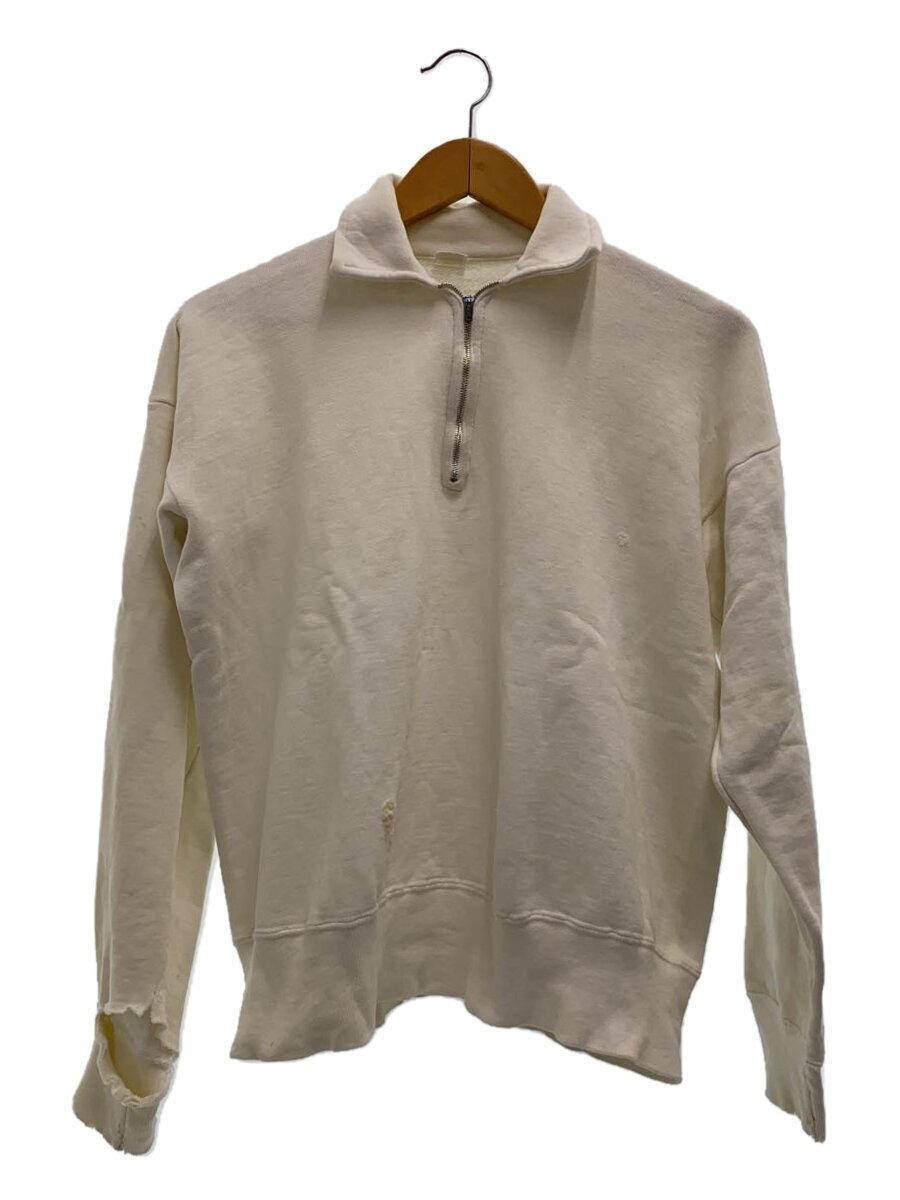 【中古】PENNEY’S◆50-60s/ハーフジップスウェット/片爪アルミジップ/汗水/綿織物/WHT【メンズウェア】