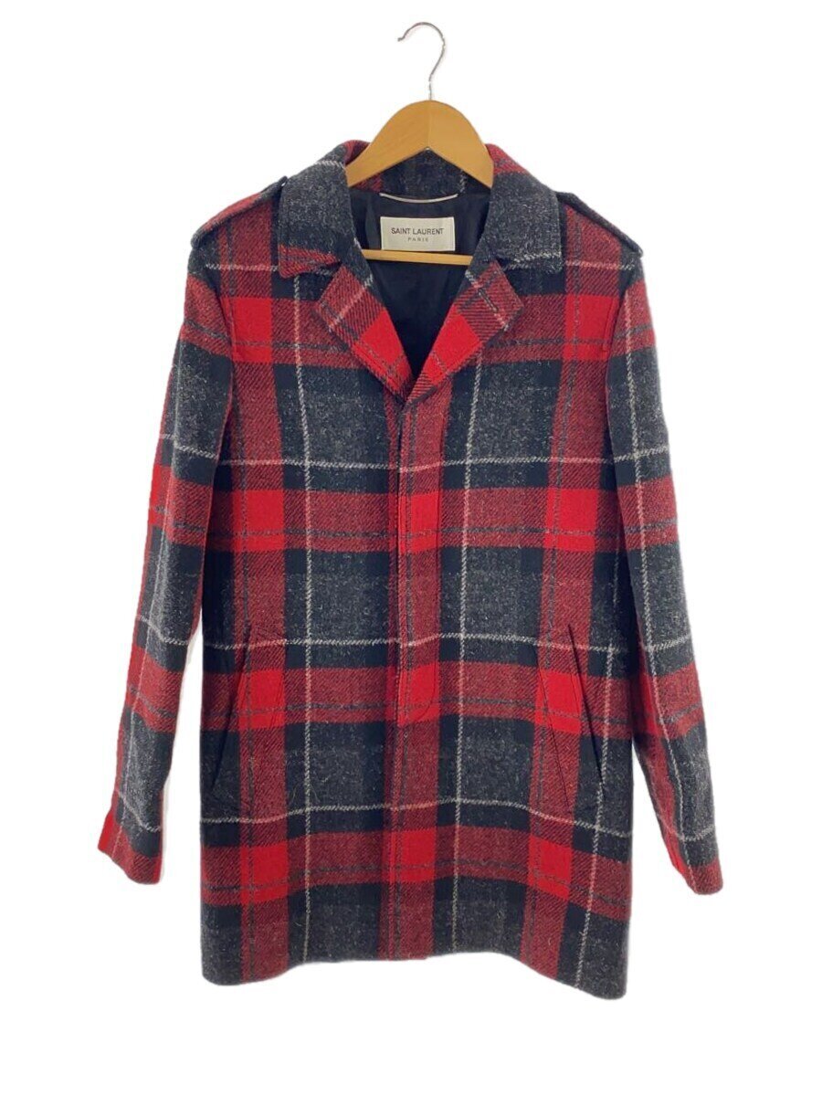 【中古】SAINT LAURENT◆20AW/厚地の外套/46/羊毛/RED/読み合わせる/625921//【メンズウェア】
