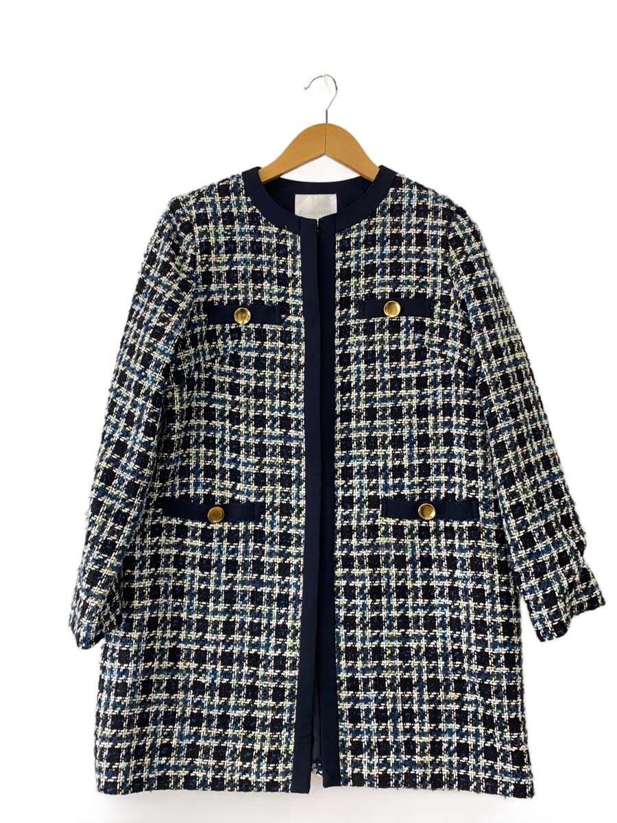 【中古】PICCIN PERLA/隠し付き添い人照合のしるしツィード厚地の外套/M/青碧/904740/ピッ頤//【レディース御召しもの】