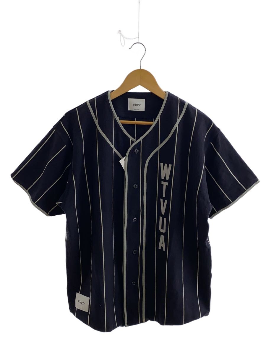【中古】WTAPS◆半袖プルオーバー/2/綿織物/NVY/縞模様/251atdt-csm26【メンズウェア】