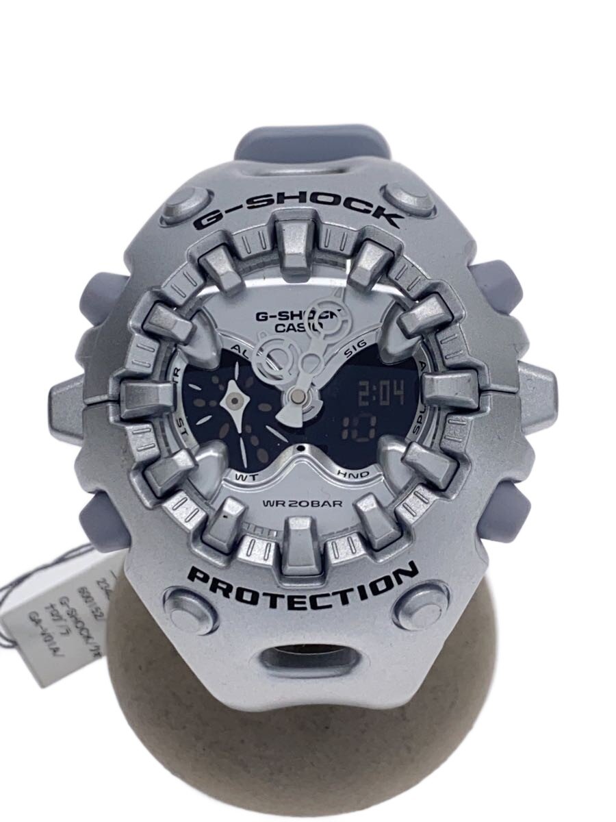 【中古】CASIO◆G-SHOCK/石英ウオッチ/アナログ/天然ゴム/SLV/SLV/SS/GA-V01A【服飾雑貨他】