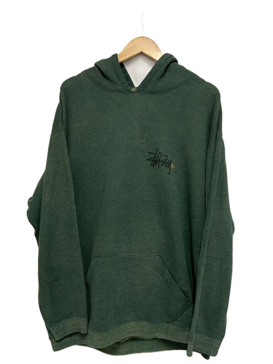 【中古】STUSSY◆90s/白引き船/パーカー/L/綿織物/緑であること//【メンズウェア】