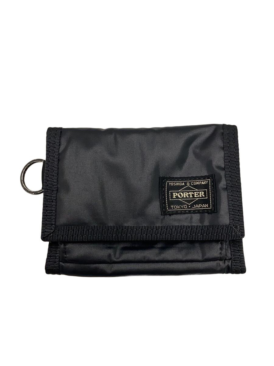 【中古】PORTER◆3つ折り金入れ/ナイロン/黒いこと/無地/メンズ/3133A【服飾雑貨他】
