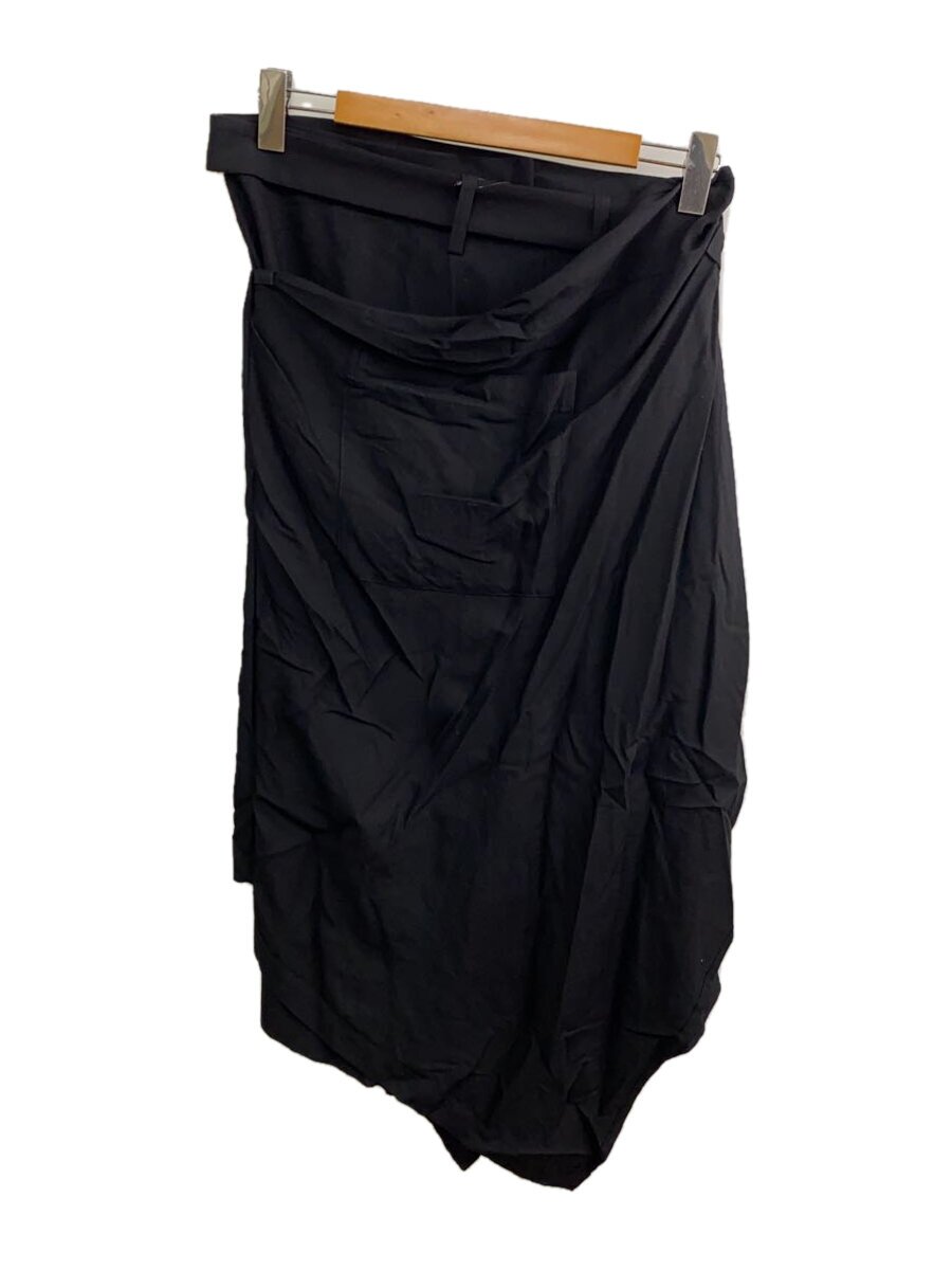 【中古】YOHJI YAMAMOTO◆ロングスコート/1/人絹/BLK/無地/FU-S50-104【レディース御召しもの】