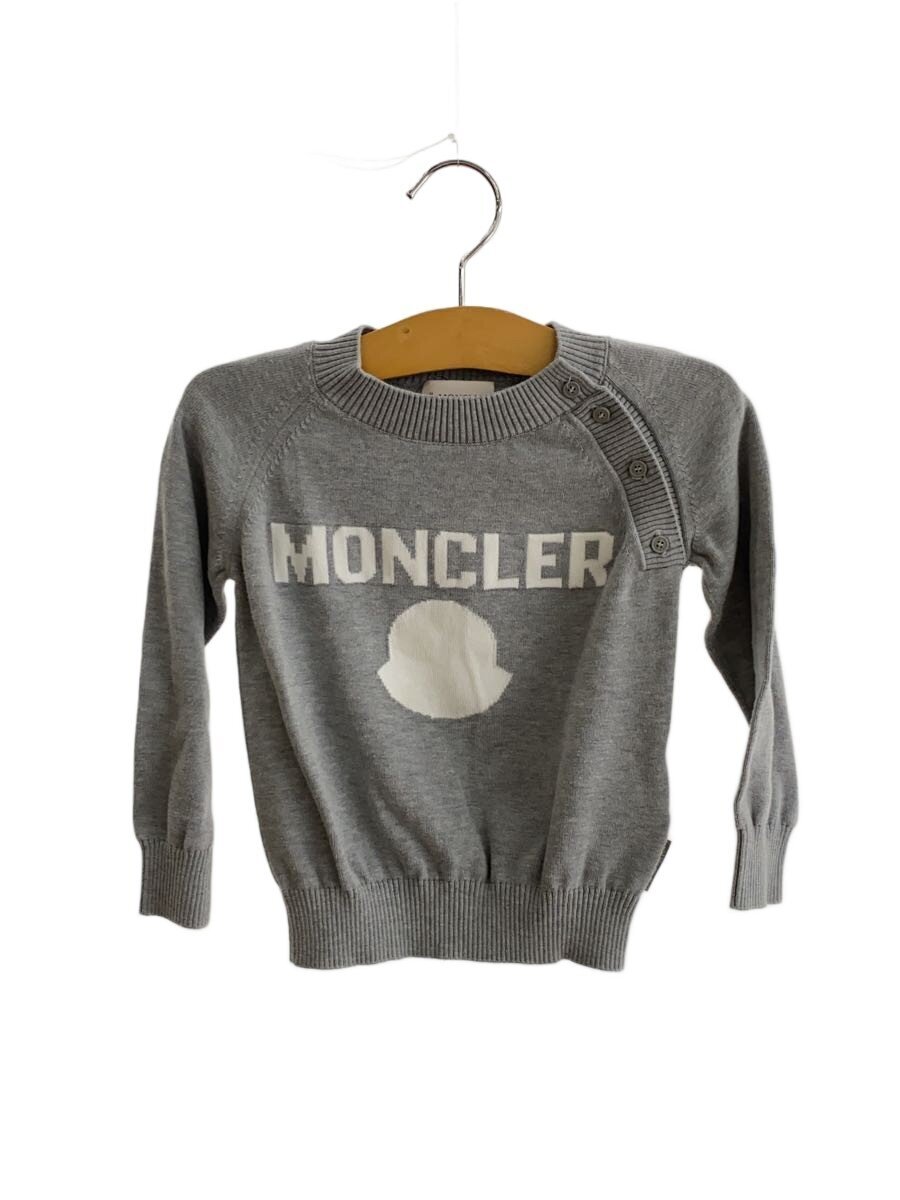 【中古】MONCLER◆編み物・ティーシャツ/100糎/綿織物/GRY/無地【キッズ】