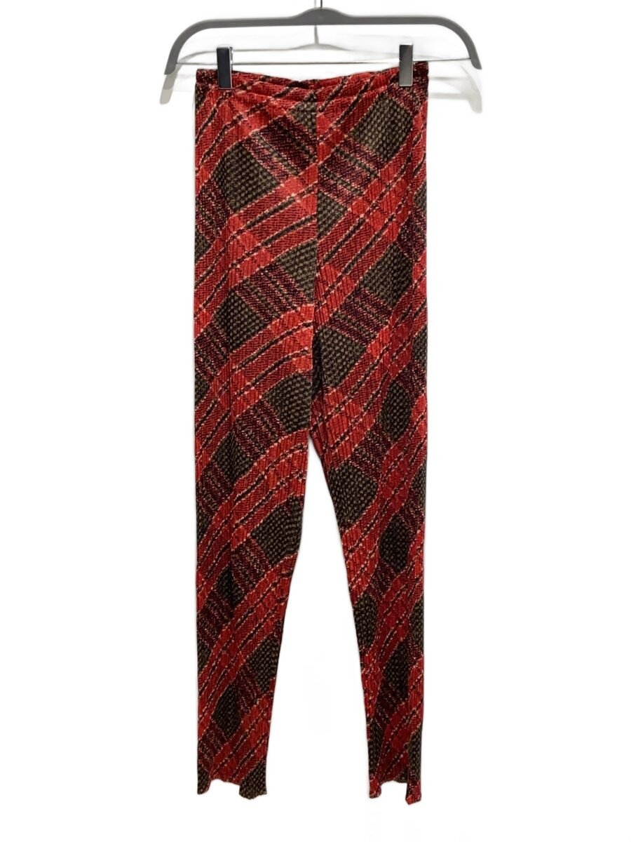 【中古】PLEATS PLEASE ISSEY MIYAKE◆D1/ジオメトリックプリーツパンツ/2/ポリエステル/RED/総柄/PP94-JF562【レディースウェア】｜2ｎｄ STREET 店