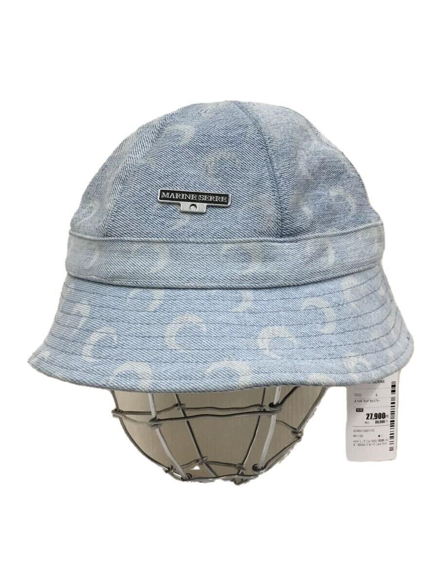 【中古】MARINE SERRE◆かぶり笠/L/ジーンズ/IDG/総柄/メンズ/20SS/ブルーデニムバケットハット【服飾雑貨他】