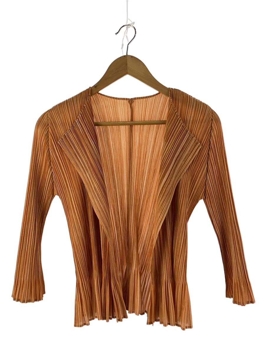 【中古】PLEATS PLEASE ISSEY MIYAKE◆ベルスリーブカーディガン(薄手)/3/ポリエステル/ORN/ストライプ/PP51-J0574【レディースウェア】｜2ｎｄ STREET 店