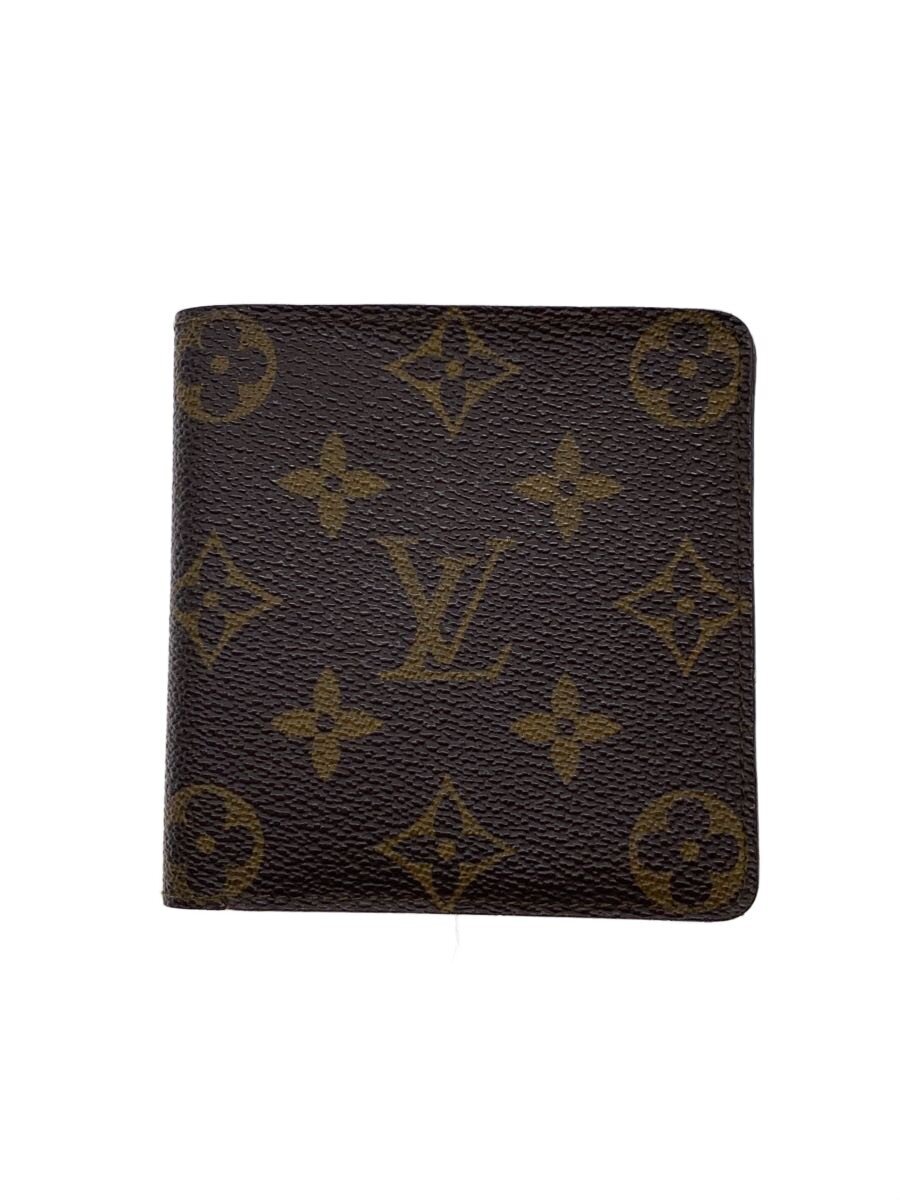 【中古】LOUIS VUITTON◆ポルト・フォイユ・マルコNM_モノグラム・帆布/PVC/BRW/メンズ【服飾雑貨他】