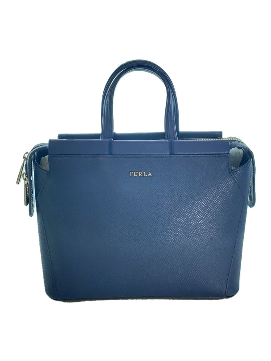【中古】FURLA◆ハンドバック/なめし革/NVY【御徒面子】