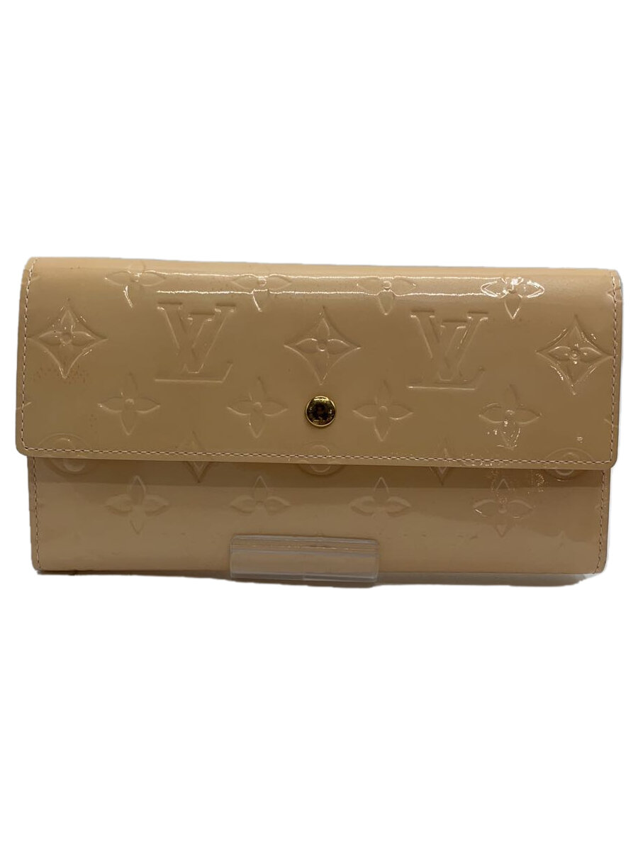 【中古】LOUIS VUITTON◆ポルト・フォイユ・サラ_モノグラム・ヴェルニ_PNK/エナメル/BEG/レディース【服飾雑貨他】