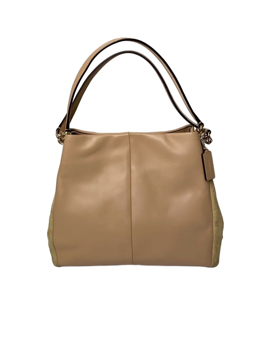 【中古】COACH◆ハンドバック/なめし革/BEG/無地/F38415【御徒面子】