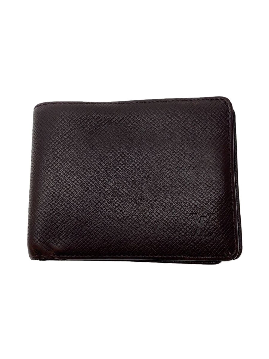 【中古】LOUIS VUITTON◆ポルト・ビエ・3ヴォレ_タイガ_BRW/レザー/BRW/メンズ【服飾雑貨他】