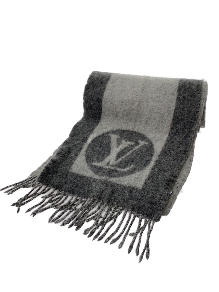 【中古】LOUIS VUITTON◆えり巻き/羊毛/アンゴラ/GRY//【服飾雑貨他】
