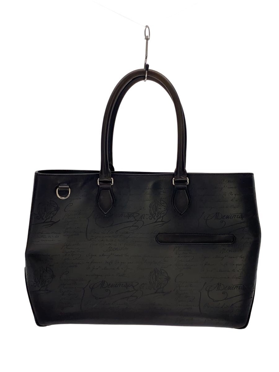 【中古】BERLUTI◆トゥジュール/表意文字/トートバッグ/スクリットレザー/BLK【御徒面子】