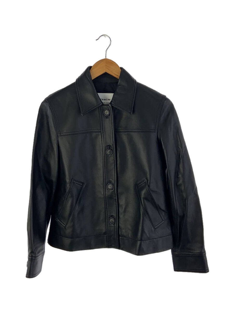 【中古】COACH◆ラムレザージャケット/XS/羊革/BLK/CG156【レディース御召しもの】