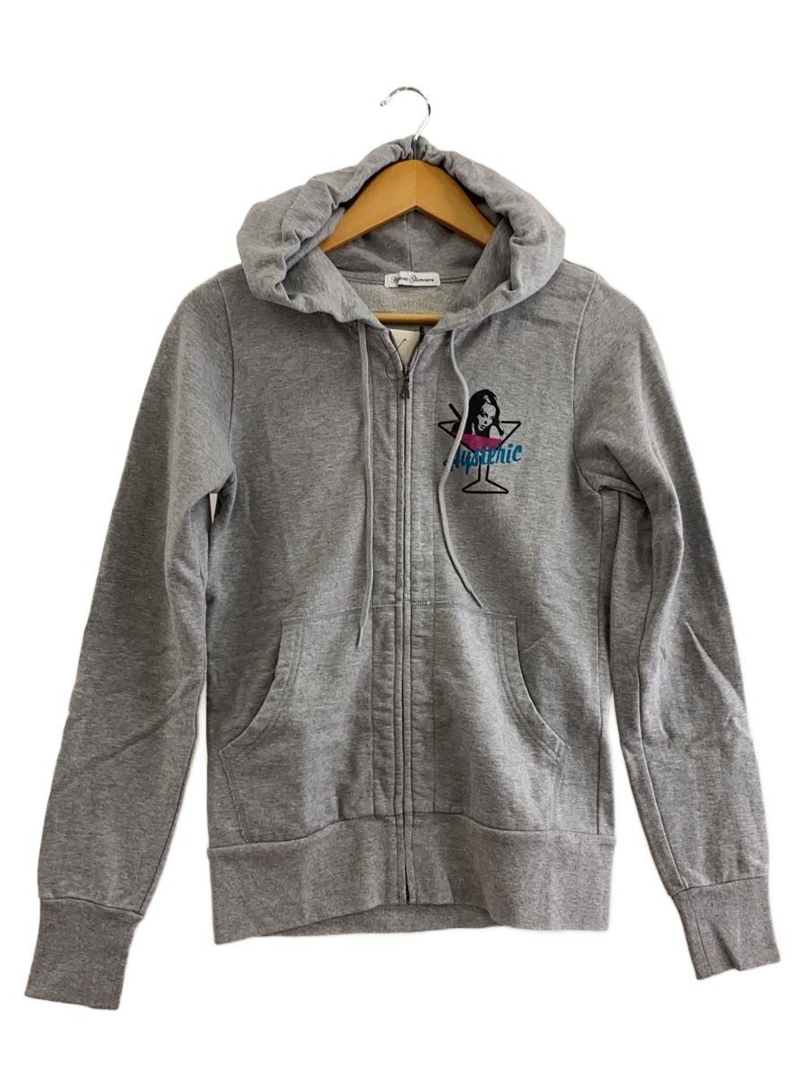 【中古】HYSTERIC GLAMOUR◆ジップパーカー/FREE/綿織物/GRY/刷り上げる/0151CF08//【レディース御召しもの】