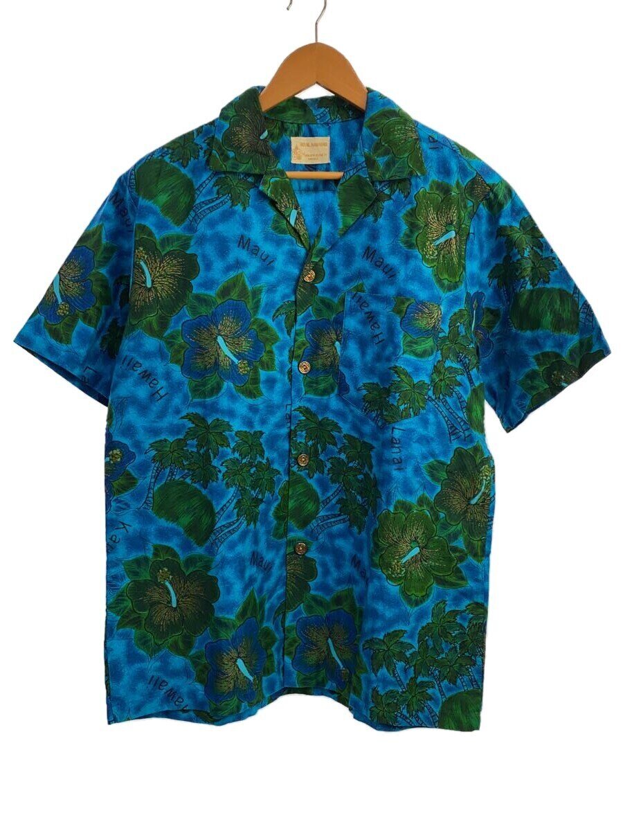【中古】Royal Hawaiian◆アロハシャツ/--/--/BLU/花柄/60s/銭名取り草【メンズウェア】