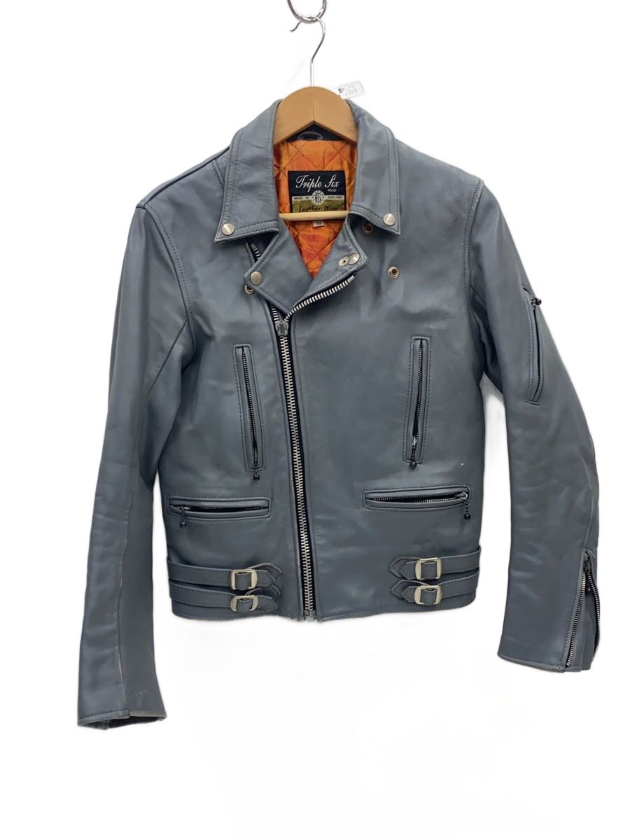 【中古】666 Leather Wear◆ダブルライダースジャケット/34/レザー/GRY//【メンズウェア】|2nd STREET 店
