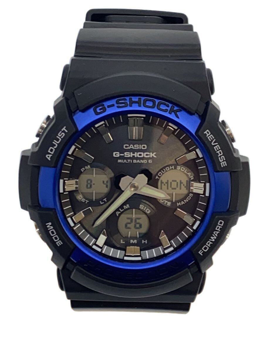 【中古】CASIO◆ソーラーウオッチ・G-SHOCK/デジアナ/天然ゴム/BLK【服飾雑貨他】