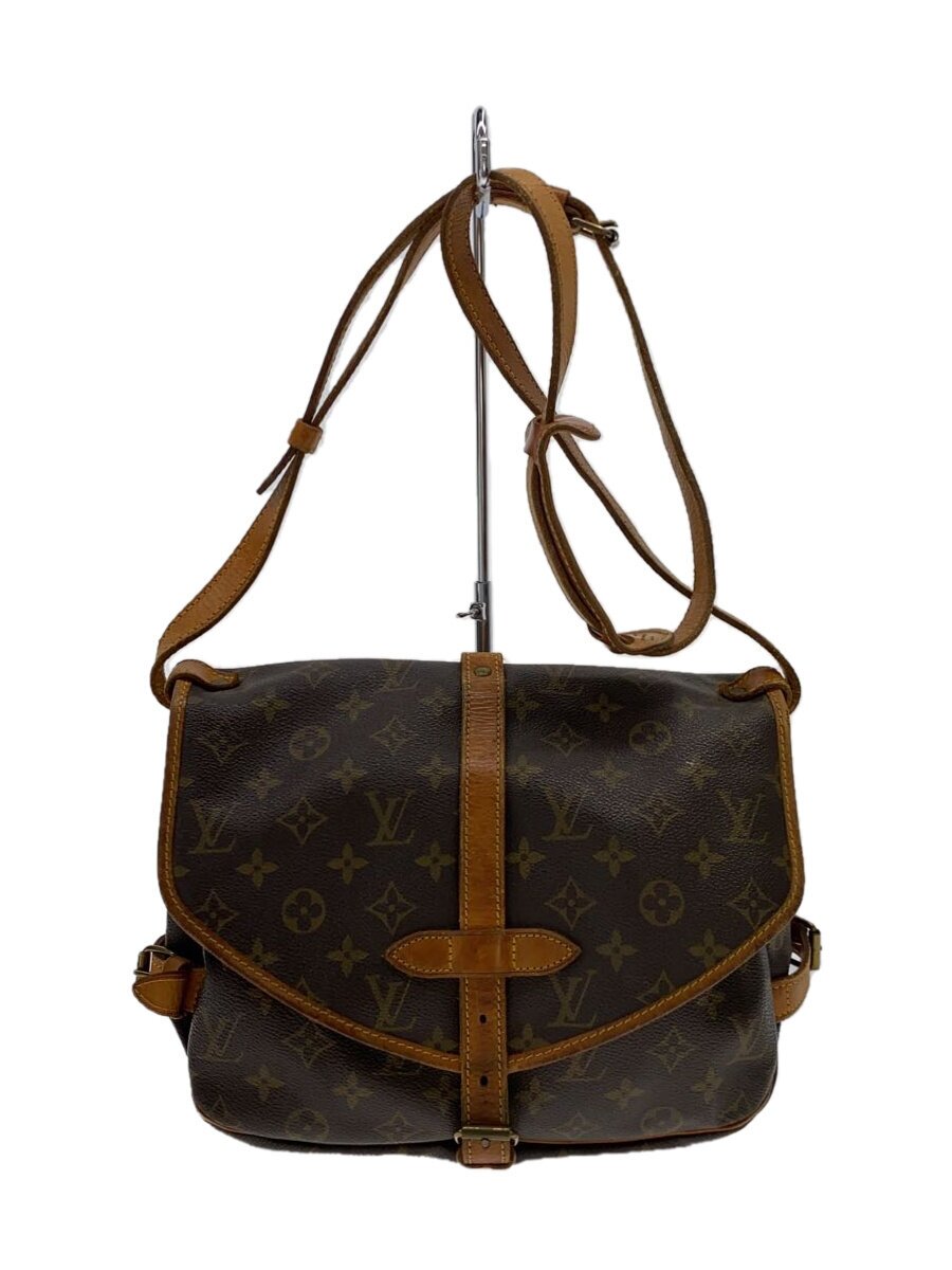 【中古】LOUIS VUITTON◆1)ソミュール30_モノグラム・帆布_BRW/PVC/BRW【御徒面子】