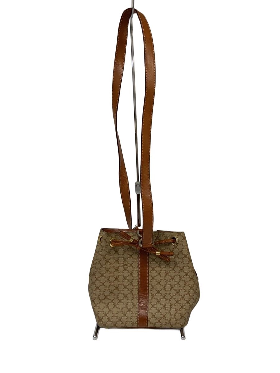 【中古】CELINE◆CELINE セリーヌ 合切袋ショルダーバッグ/マカダム/PVC/BEG【御徒面子】