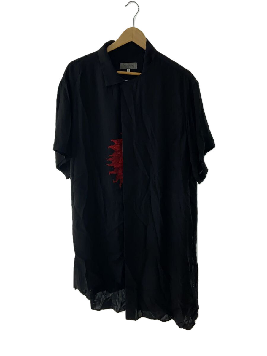 【中古】yohji yamamoto POUR HOMME◆半袖プルオーバー/2/絹地/BLK/無地/hg-b44-431/22ss/ダイヤレイヤードショートスリーブ//【メンズウェア】