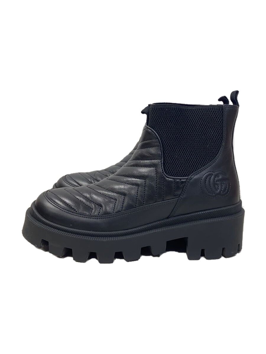 【中古】GUCCI◆サイドゴアブーツ/37.5/BLK/なめし革/643958【シューズ】