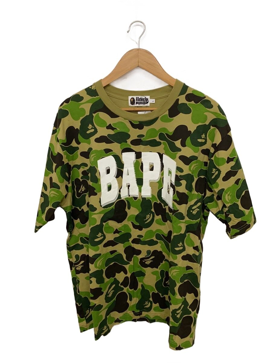【中古】A BATHING APE◆ABC CAMO RELAXED FIT BAPE LOGO TEE/L/綿織物/カーキ/家鴨フラ【メンズウェア】