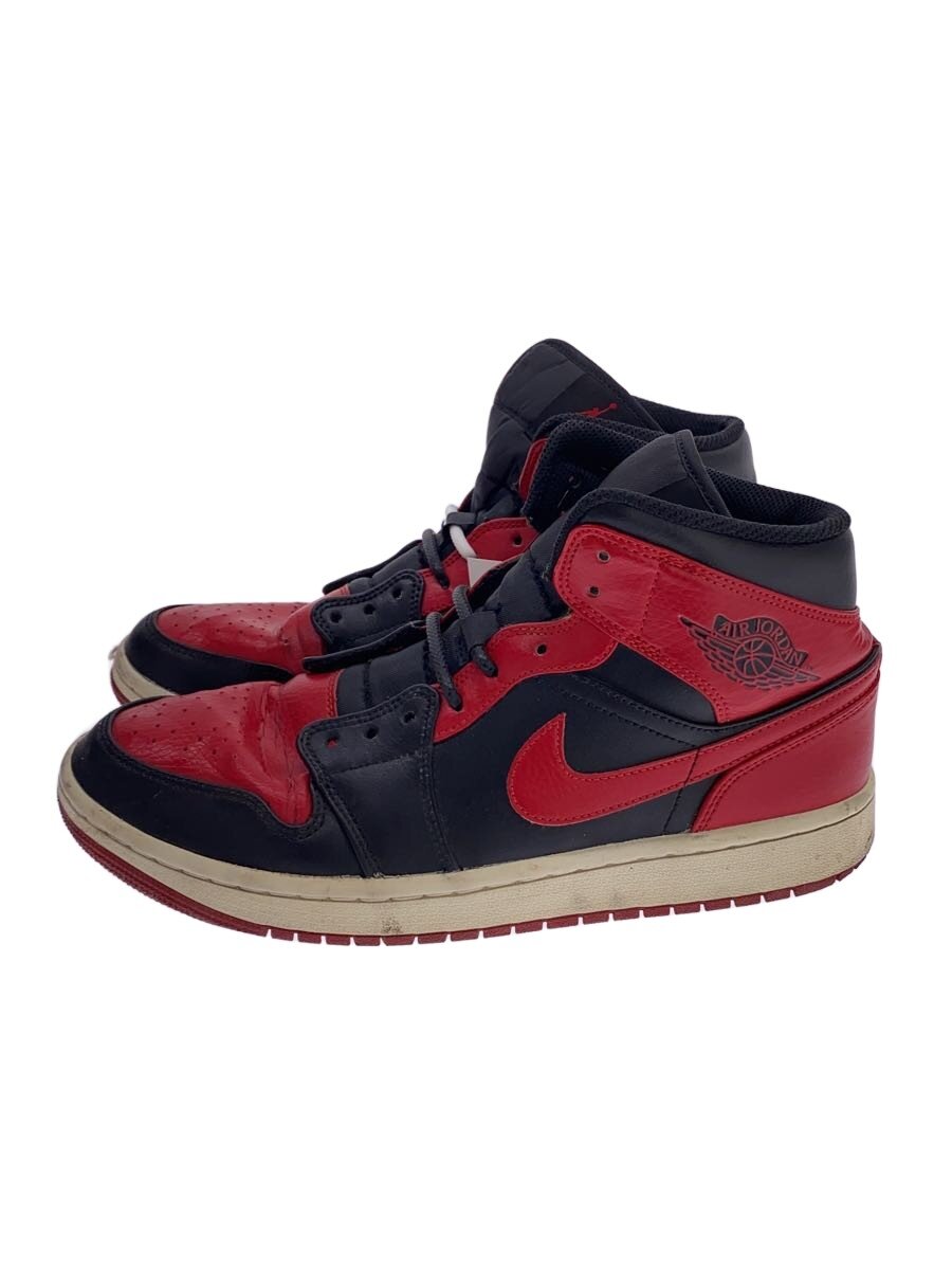 【中古】NIKE◆AIR JORDAN 1 MID_エアジョーダン 1 ミッド/27糎/RED【シューズ】