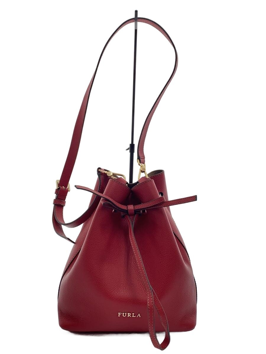 【中古】FURLA◆コスタンザ/2way/肩部付/ハンドバック/なめし革/RED/無地【御徒面子】