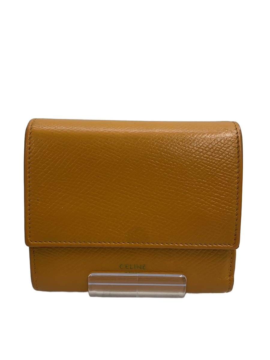 【中古】CELINE◆3つ折り札入れ/なめし革/YLW/レディース【服飾雑貨他】