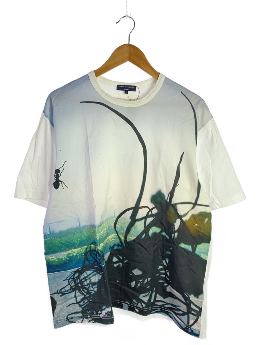 【中古】COMME des GARCONS HOMME◆Stephen Gill W名まえ刷り上げるTEE/L/白いこと/HM-T020 AD2023/襟汚れた状態有【メンズウェア】